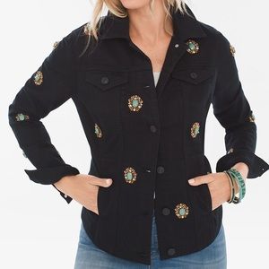Chico's Medallion-Embellished Denim Jacket Size 0